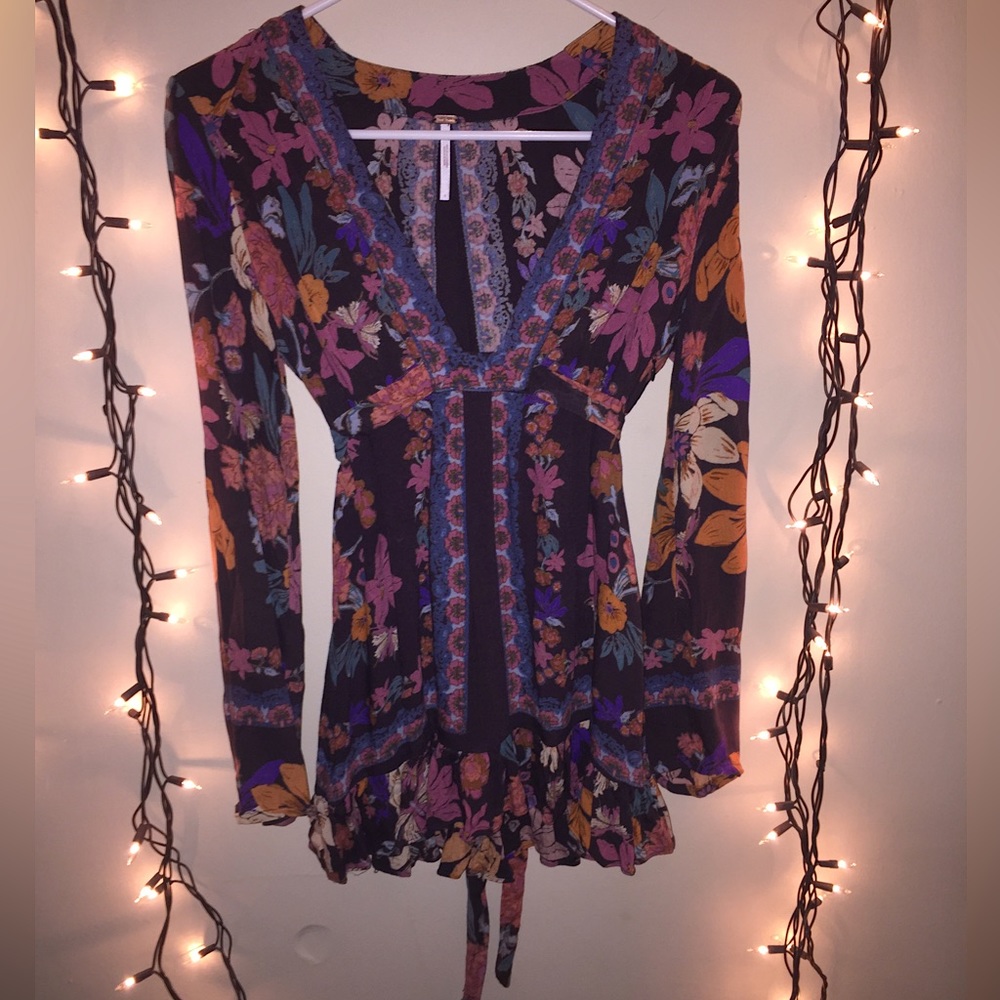 Free People floral long sleeve tunic